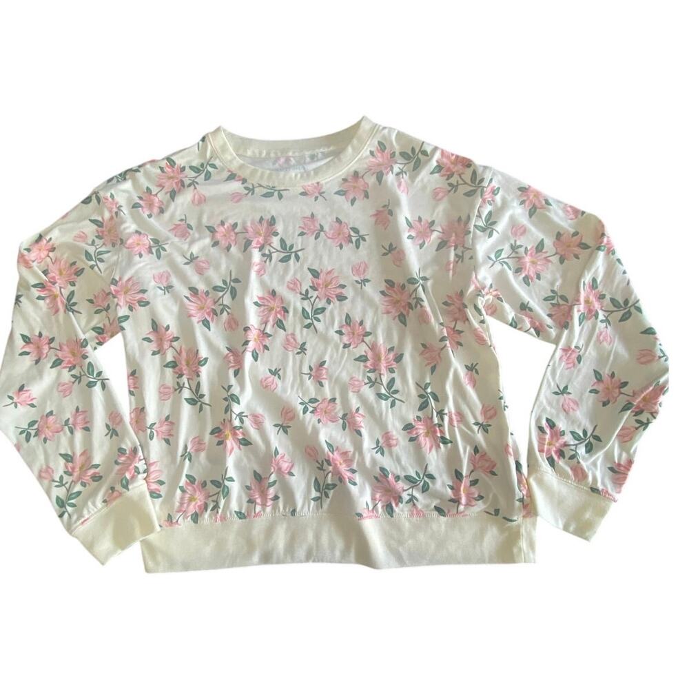 Draper James Floral Long Sleeve Sweatshirt Cream Pink Medium